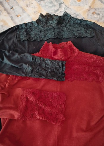 Bordo ve lacivert Dantel Detaylı Kadın Bluz - Görsel 10