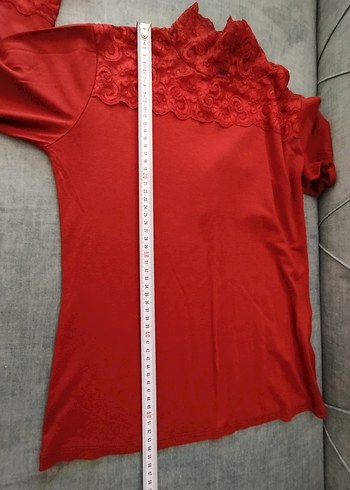 Bordo ve lacivert Dantel Detaylı Kadın Bluz - Görsel 9