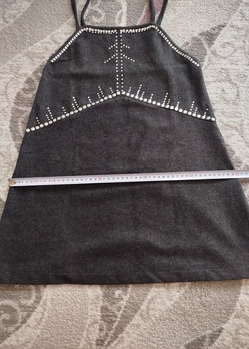 Boncuk İşlemeli Siyah Mini Elbise - Görsel 3