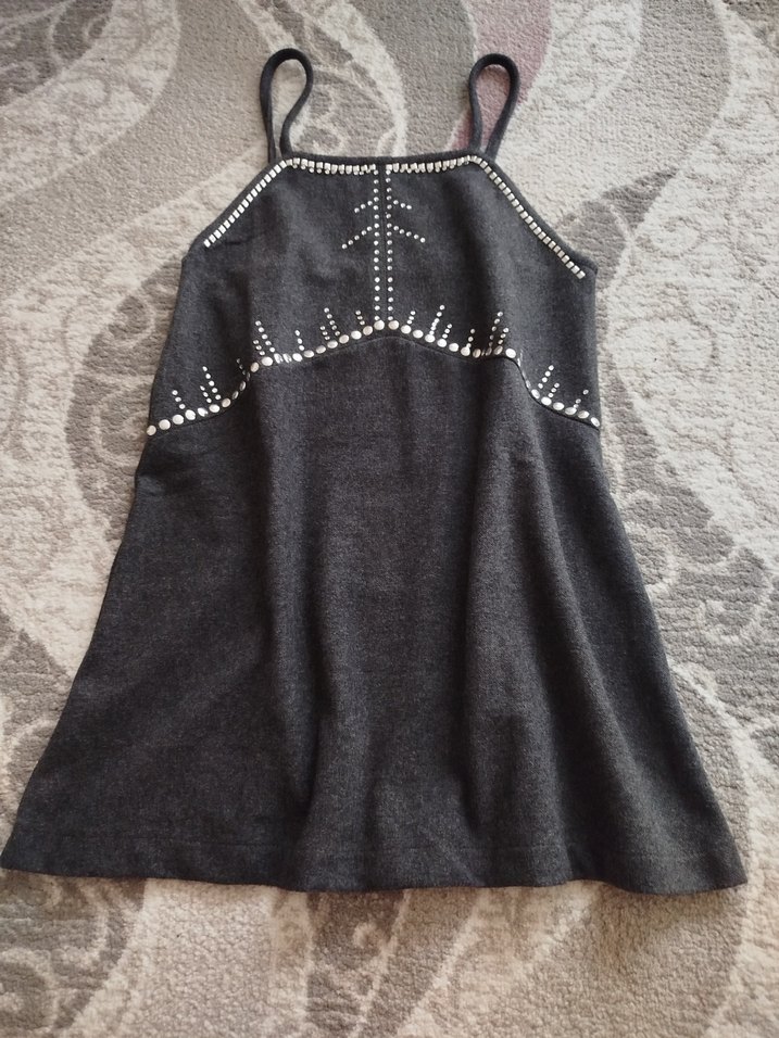 Boncuk İşlemeli Siyah Mini Elbise - Görsel 5