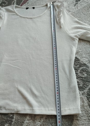 Kadın Beyaz Pamuklu Fırfırlı Sweatshirt - Görsel 6