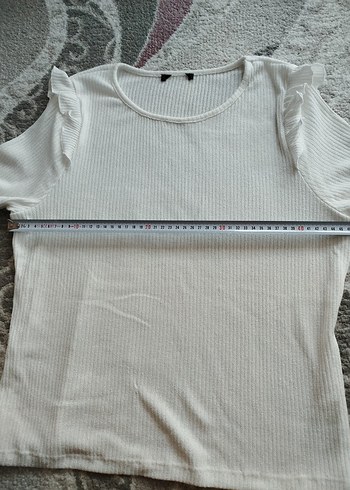 Kadın Beyaz Pamuklu Fırfırlı Sweatshirt - Görsel 5