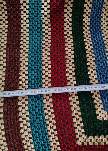 Kare Desenli Çok Renkli Örgü masa örtüsü. - Görsel 4