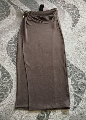 Kadın Bej Drapeli Uzun Etek - Görsel 3