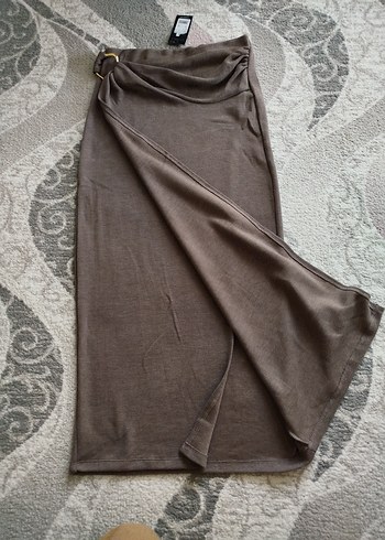 Kadın Bej Drapeli Uzun Etek - Görsel 2