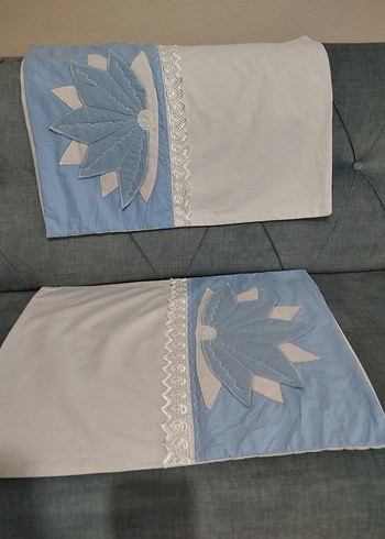 Mavi İşlemeli yastık kılıfı. - Görsel 2