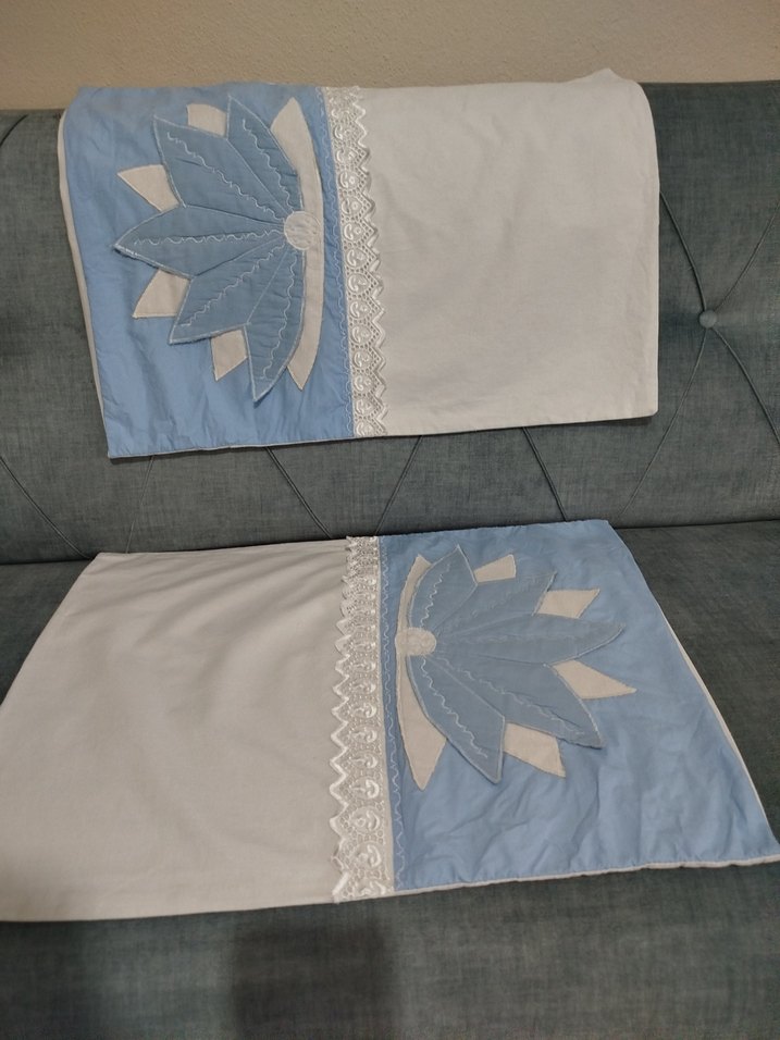 Mavi İşlemeli yastık kılıfı. - Görsel 2