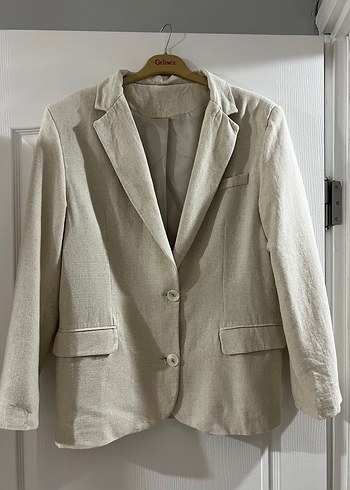 Eyyo Bej Keten Kadın Blazer takım - Görsel 2