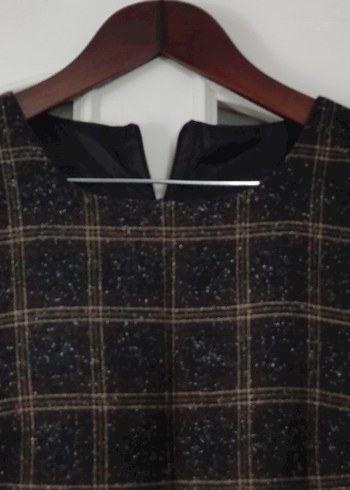 Kahverengi Ekoseli Jile Elbise - Görsel 3