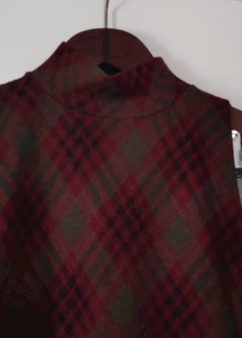 Bordo Yüksek Yaka Midi Kolsuz Elbise - Görsel 3