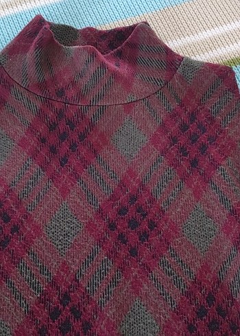 Bordo Yüksek Yaka Midi Kolsuz Elbise - Görsel 4