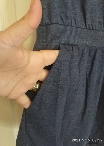 Gri Straplez Kısa Şortlu Tulum - Görsel 5