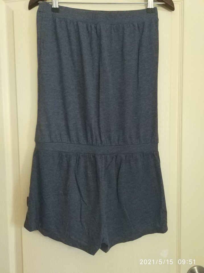 Gri Straplez Kısa Şortlu Tulum - Görsel 2