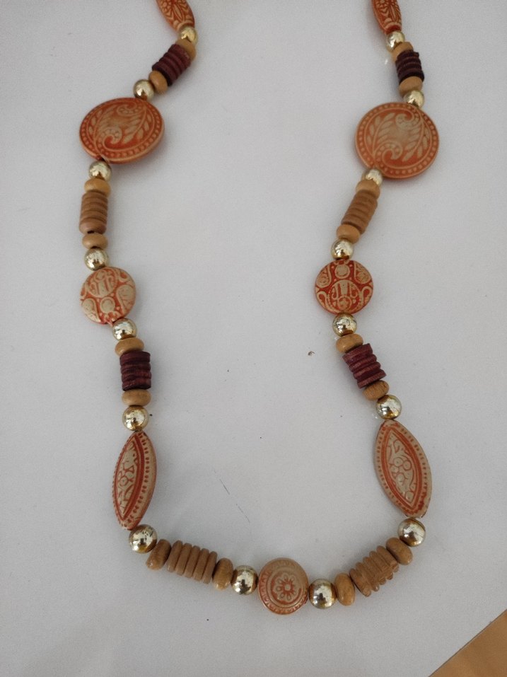 Vintage Uzun El Emeği Boncuklu Kadın Kolye - Görsel 2