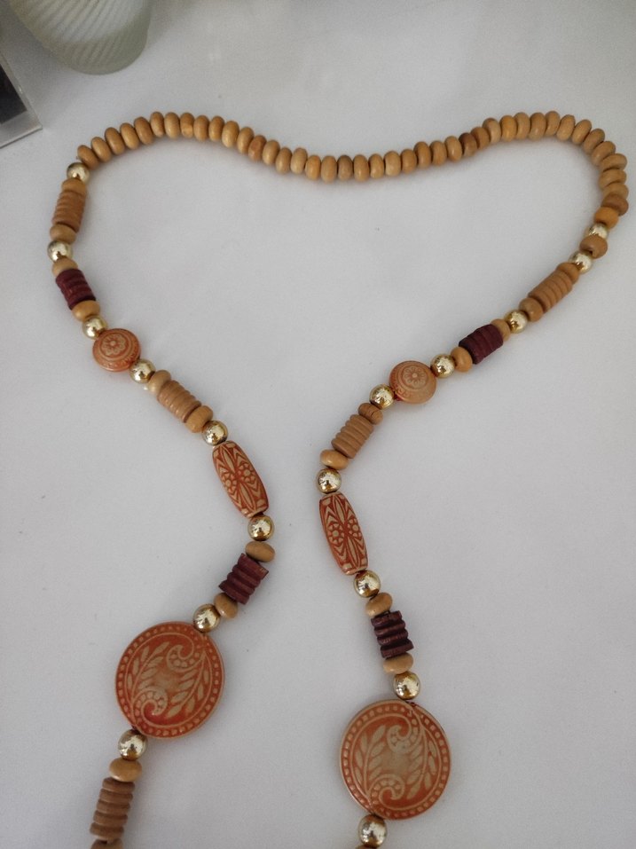 Vintage Uzun El Emeği Boncuklu Kadın Kolye - Görsel 3