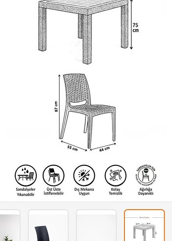 Modern Siyah Masa ve 4 Sandalye Takımı - Görsel 2