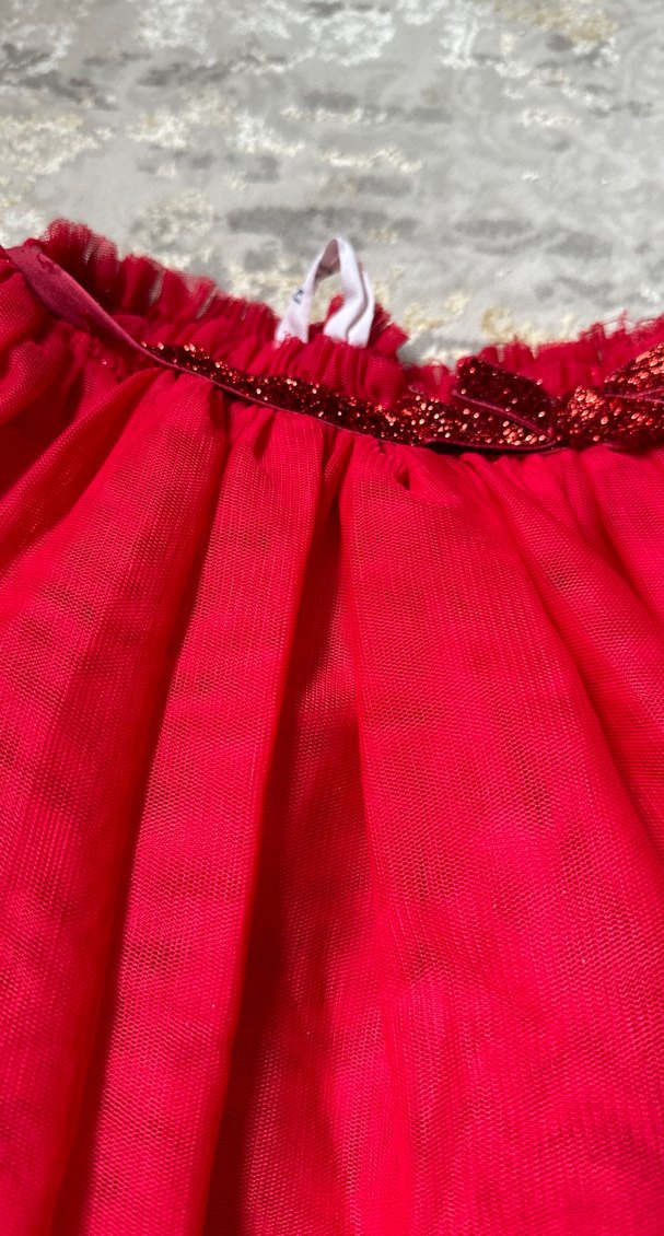 Kız Çocukları İçin Parlak Kırmızı Nakışlı tütü etek - Görsel 3