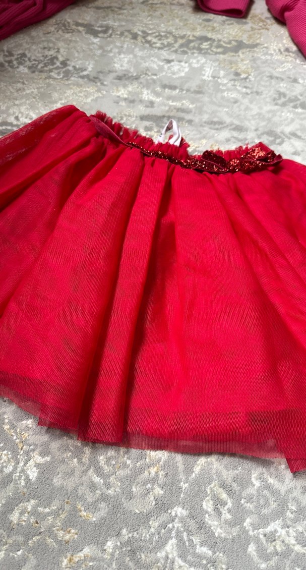 Kız Çocukları İçin Parlak Kırmızı Nakışlı tütü etek - Görsel 2