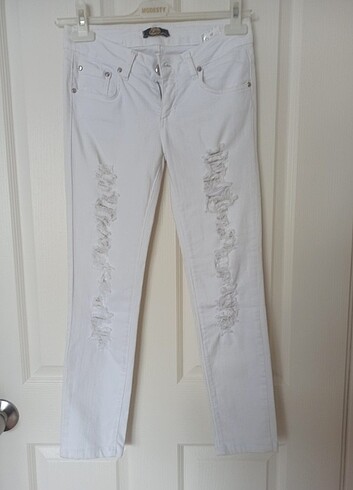 Beyaz Kot Pantalon