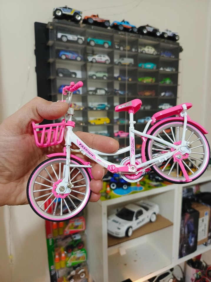 Pembe Renkli diecast metal bisiklet - Görsel 3