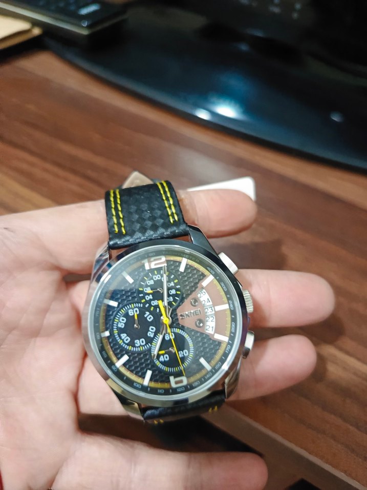 Renkli Detaylı Siyah Biker Erkek Kol Saati - Görsel 3