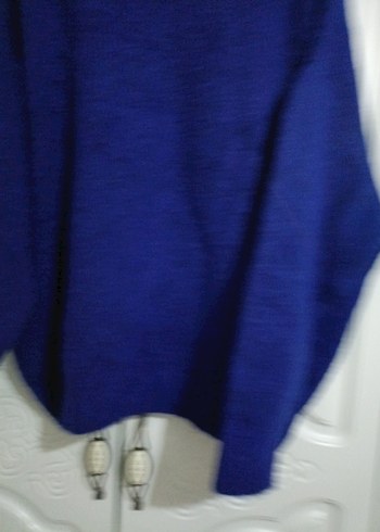 Kadın Mavi Örgü Salaş Kazak - Görsel 3