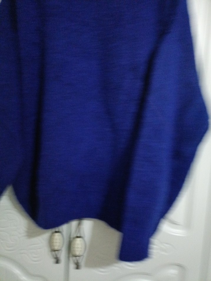 Kadın Mavi Örgü Salaş Kazak - Görsel 3