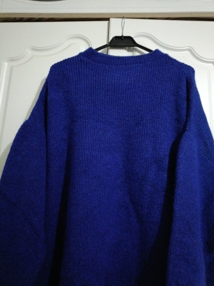 Kadın Mavi Örgü Salaş Kazak - Görsel 2