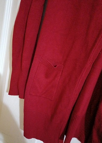 Kırmızı V Yakalı Kadın Hırka - Görsel 5