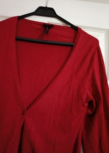 Kırmızı V Yakalı Kadın Hırka - Görsel 7