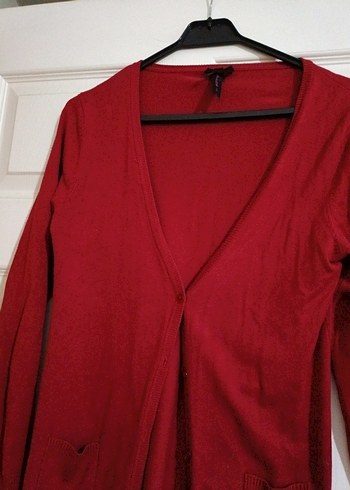 Kırmızı V Yakalı Kadın Hırka - Görsel 2