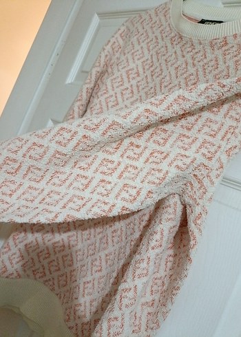 Pembe Örgü Kadın Uzun Kollu Salaş Kazak - Görsel 8