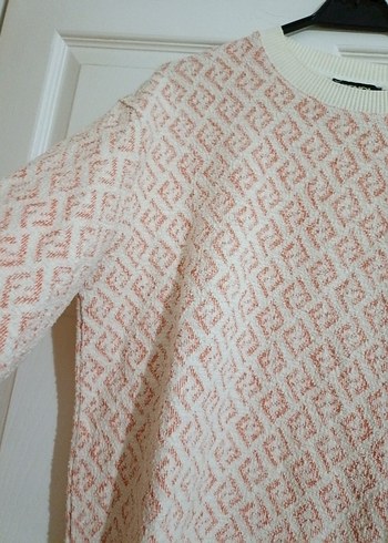 Pembe Örgü Kadın Uzun Kollu Salaş Kazak - Görsel 4