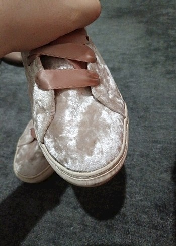 Pullu Pembe Kadın Süet Spor Ayakkabı - Görsel 8