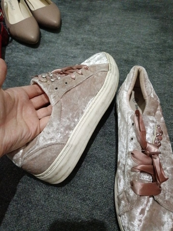 Pullu Pembe Kadın Süet Spor Ayakkabı - Görsel 5