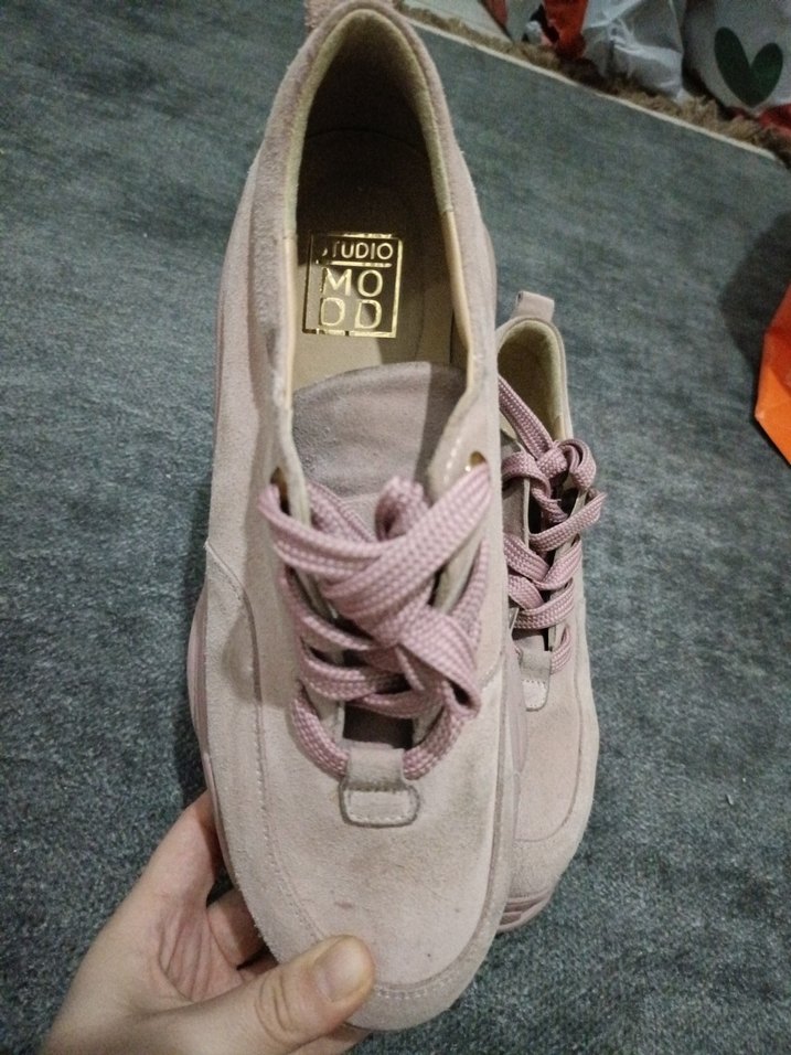 Pembe Süet Platform Topuklu Kadın Spor Ayakkabı - Görsel 2