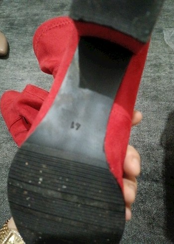 Kırmızı Süet  Topuklu Kadın Bot - Görsel 5