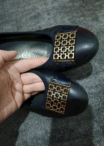 Klasik lacivert kadın Topuklu Babet - Görsel 8