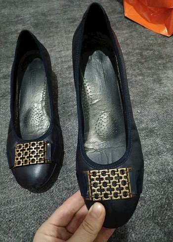 Klasik lacivert kadın Topuklu Babet - Görsel 3