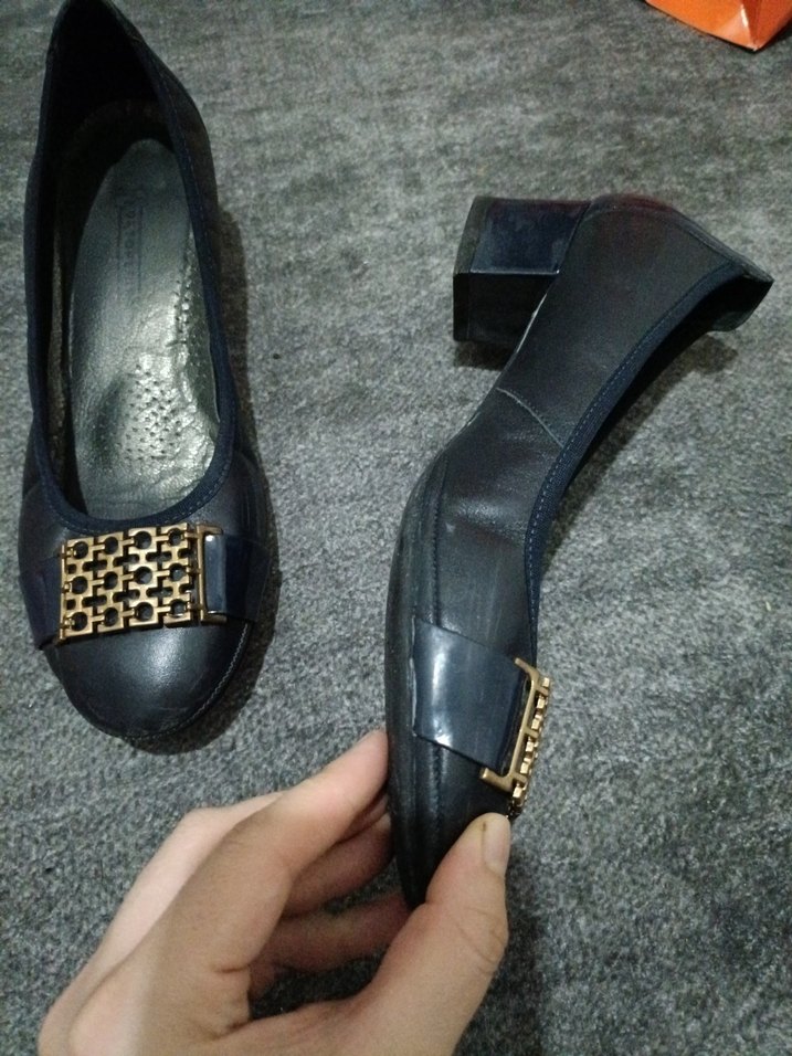 Klasik lacivert kadın Topuklu Babet - Görsel 4