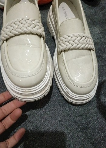 Beyaz Platform Topuklu Kadın Loafer - Görsel 4