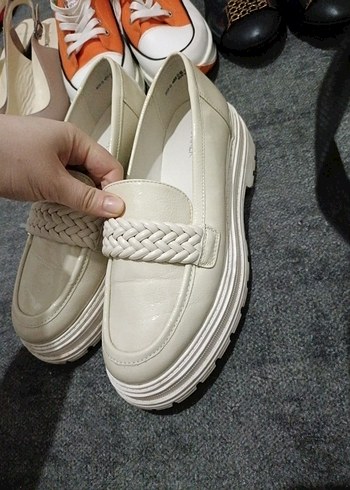 Beyaz Platform Topuklu Kadın Loafer - Görsel 5