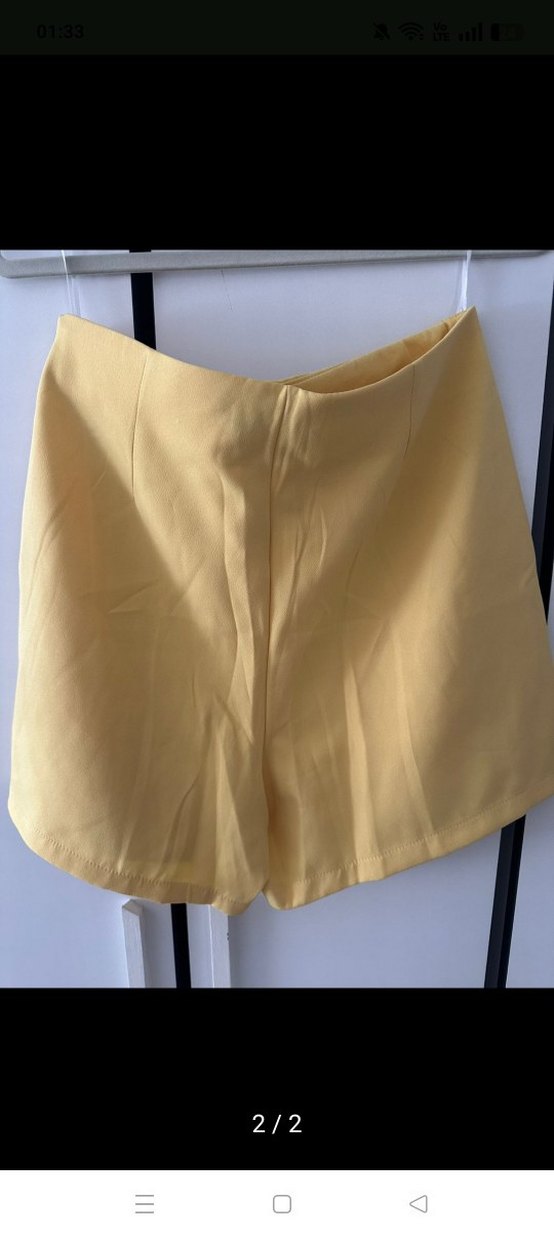 Sarı Drapeli şort Etek - Görsel 2