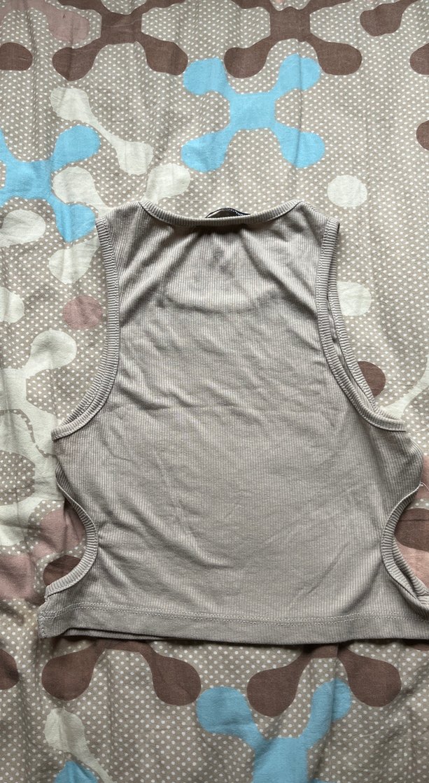 Bershka Bej Kadın Kolsuz Crop Top - Görsel 5