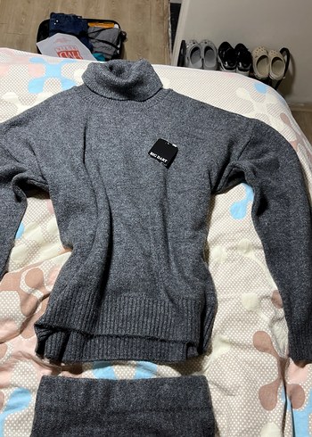 Kadın Gri Triko Kazak etek takımı - Görsel 2