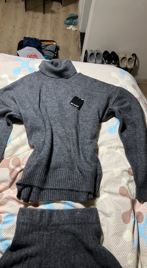 Kadın Gri Triko Kazak etek takımı - Görsel 2