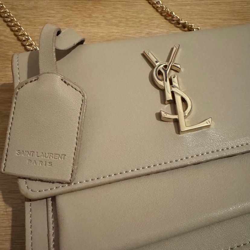 Yves Saint Laurent Zincir Detaylı Bej Deri Kadın Çanta - Görsel 2