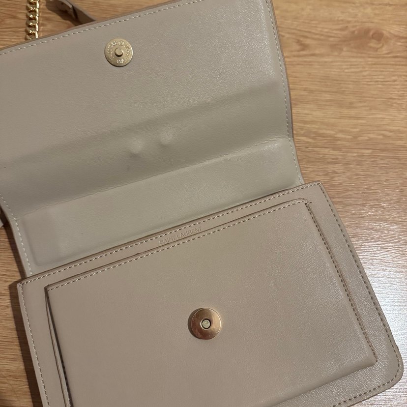 Yves Saint Laurent Zincir Detaylı Bej Deri Kadın Çanta - Görsel 3