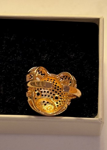 Zirkon Tasli Ayı Figürlü Kadın Yüzük Celik - Görsel 5