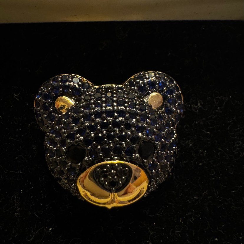 Zirkon Tasli Ayı Figürlü Kadın Yüzük Celik - Görsel 2